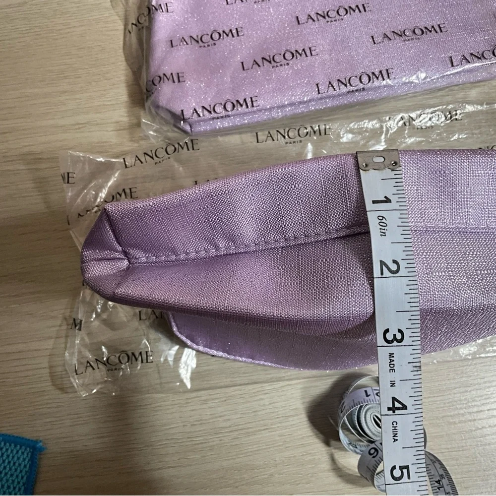 2 x Lancome light purple bag with silver hardware, zippered